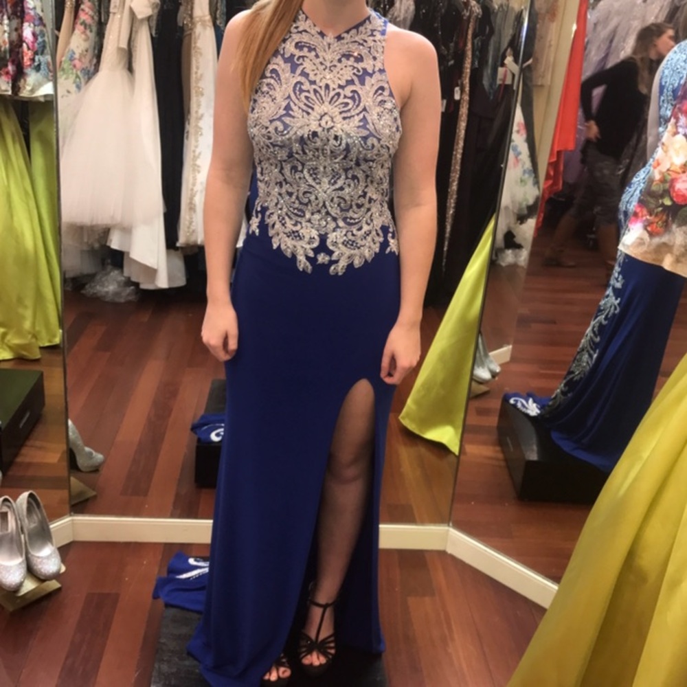 Tight Royal Blue Detailed Prom Dress